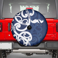 New Zealand Maori Mo Bros Spare Tire Cover Blue Ribbon With Koru Kowhaiwhai - Polynesian Pride