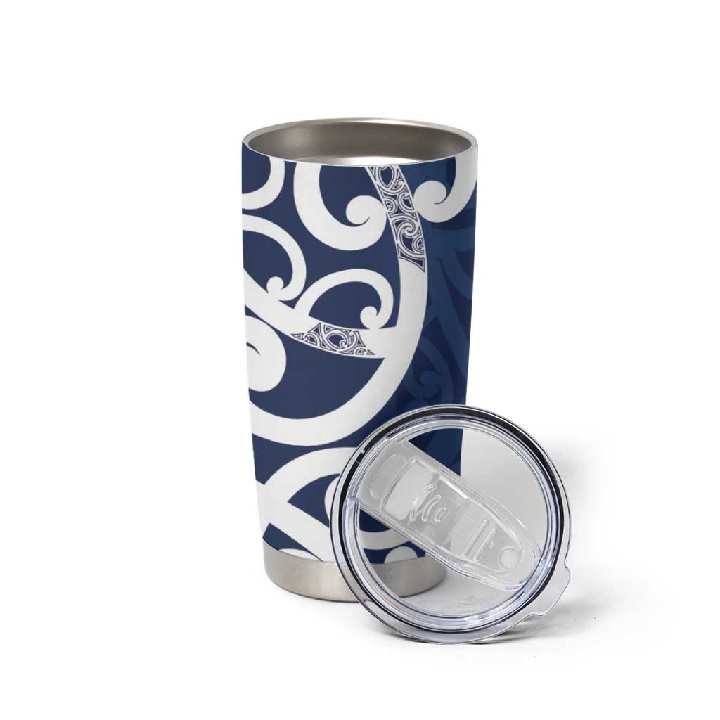 New Zealand Maori Mo Bros Tumbler Cup Blue Ribbon With Koru Kowhaiwhai - Polynesian Pride