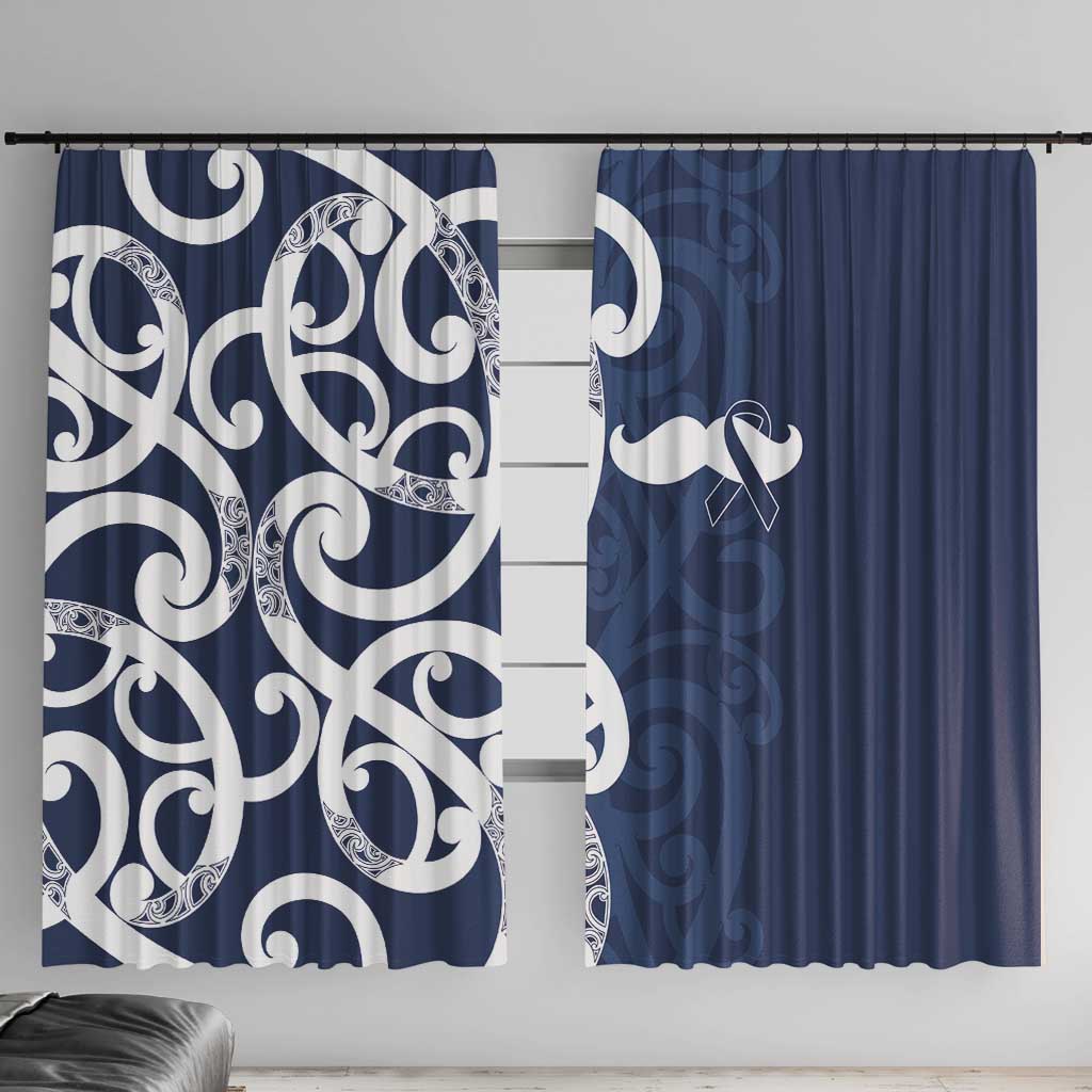 New Zealand Maori Mo Bros Window Curtain Blue Ribbon With Koru Kowhaiwhai - Polynesian Pride