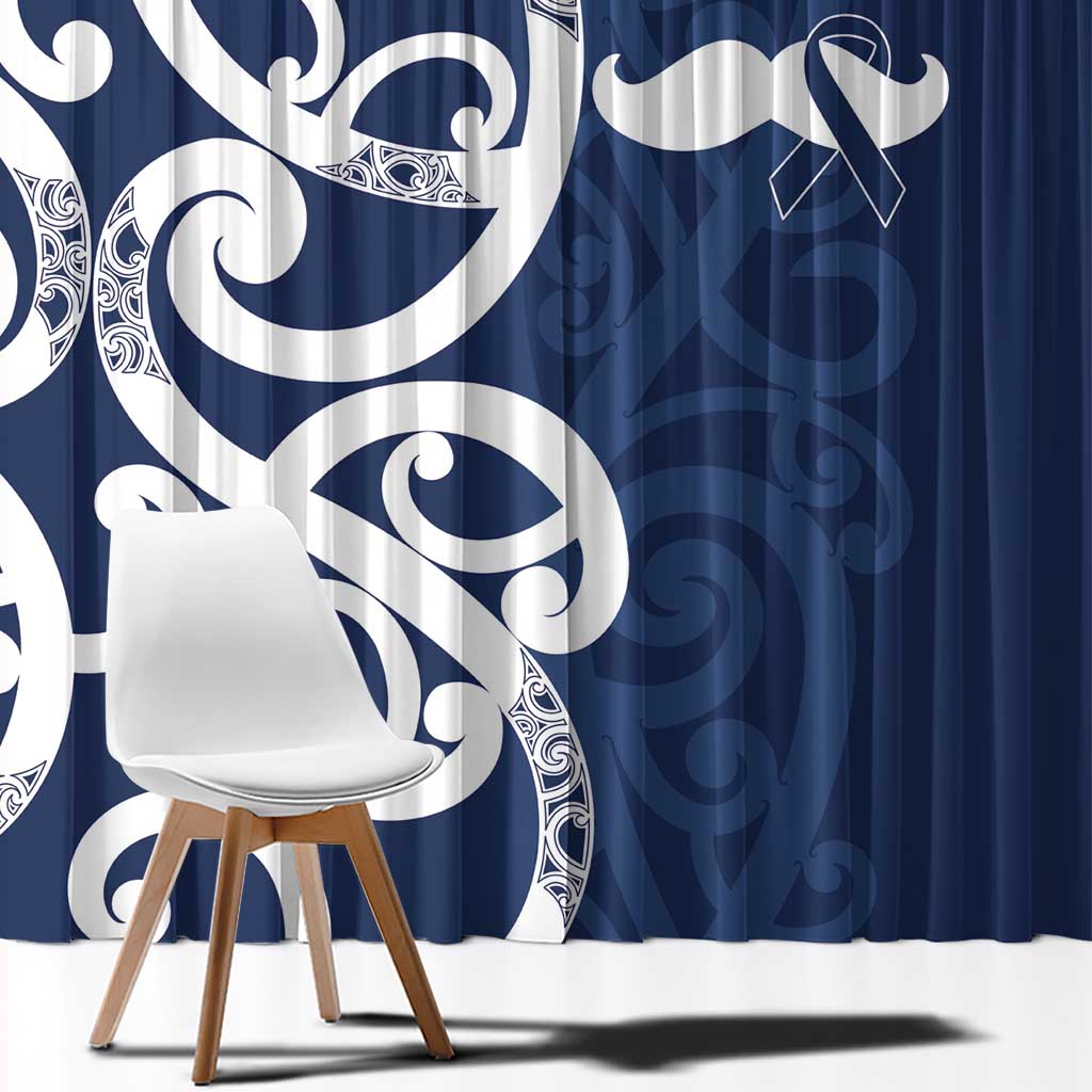 New Zealand Maori Mo Bros Window Curtain Blue Ribbon With Koru Kowhaiwhai - Polynesian Pride
