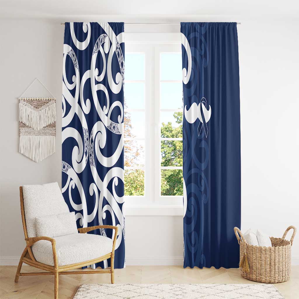 New Zealand Maori Mo Bros Window Curtain Blue Ribbon With Koru Kowhaiwhai - Polynesian Pride