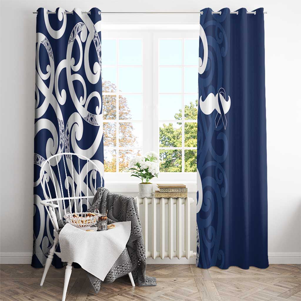 New Zealand Maori Mo Bros Window Curtain Blue Ribbon With Koru Kowhaiwhai - Polynesian Pride