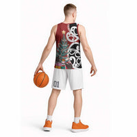 New Zealand Silver Fern Christmas Tree Basketball Jersey Meri Kirihimete - Polynesian Pride