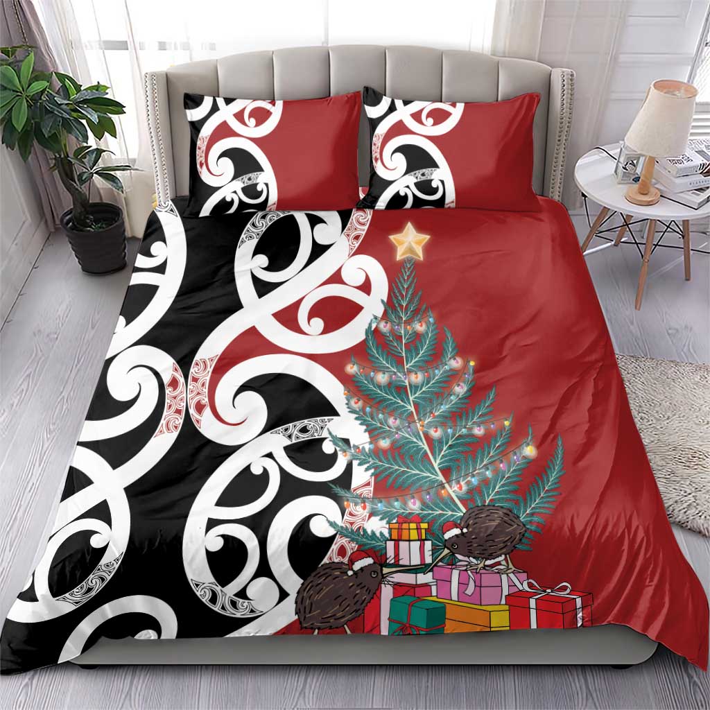 New Zealand Silver Fern Christmas Tree Bedding Set Meri Kirihimete - Polynesian Pride