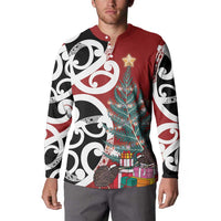 New Zealand Silver Fern Christmas Tree Button Sweatshirt Meri Kirihimete - Polynesian Pride