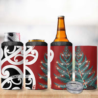 New Zealand Silver Fern Christmas Tree 4 in 1 Can Cooler Tumbler Meri Kirihimete - Polynesian Pride