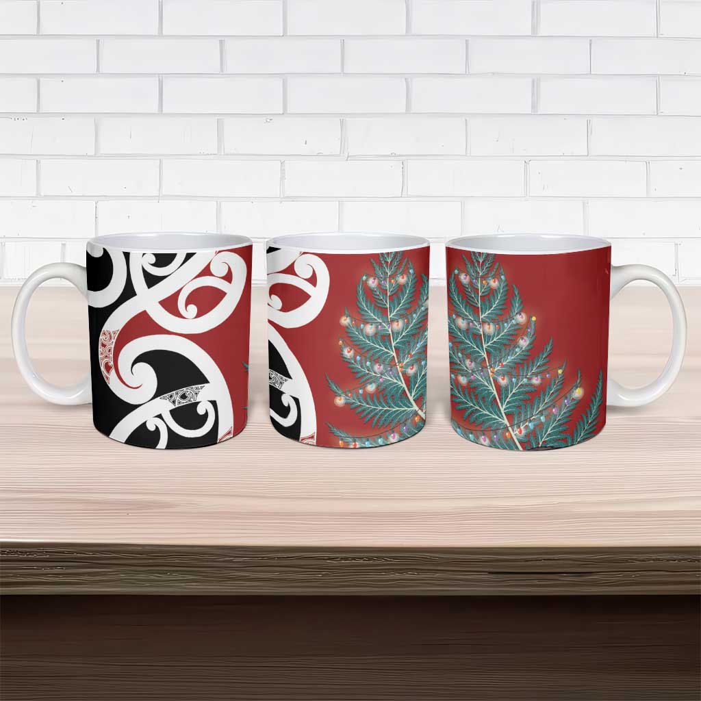 New Zealand Silver Fern Christmas Tree Ceramic Mug Meri Kirihimete - Polynesian Pride