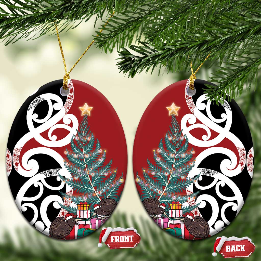 New Zealand Silver Fern Christmas Tree Ceramic Ornament Meri Kirihimete - Polynesian Pride