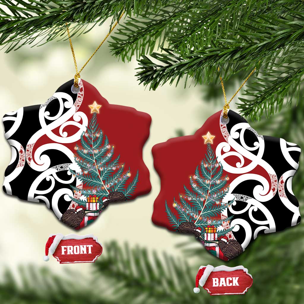 New Zealand Silver Fern Christmas Tree Ceramic Ornament Meri Kirihimete - Polynesian Pride