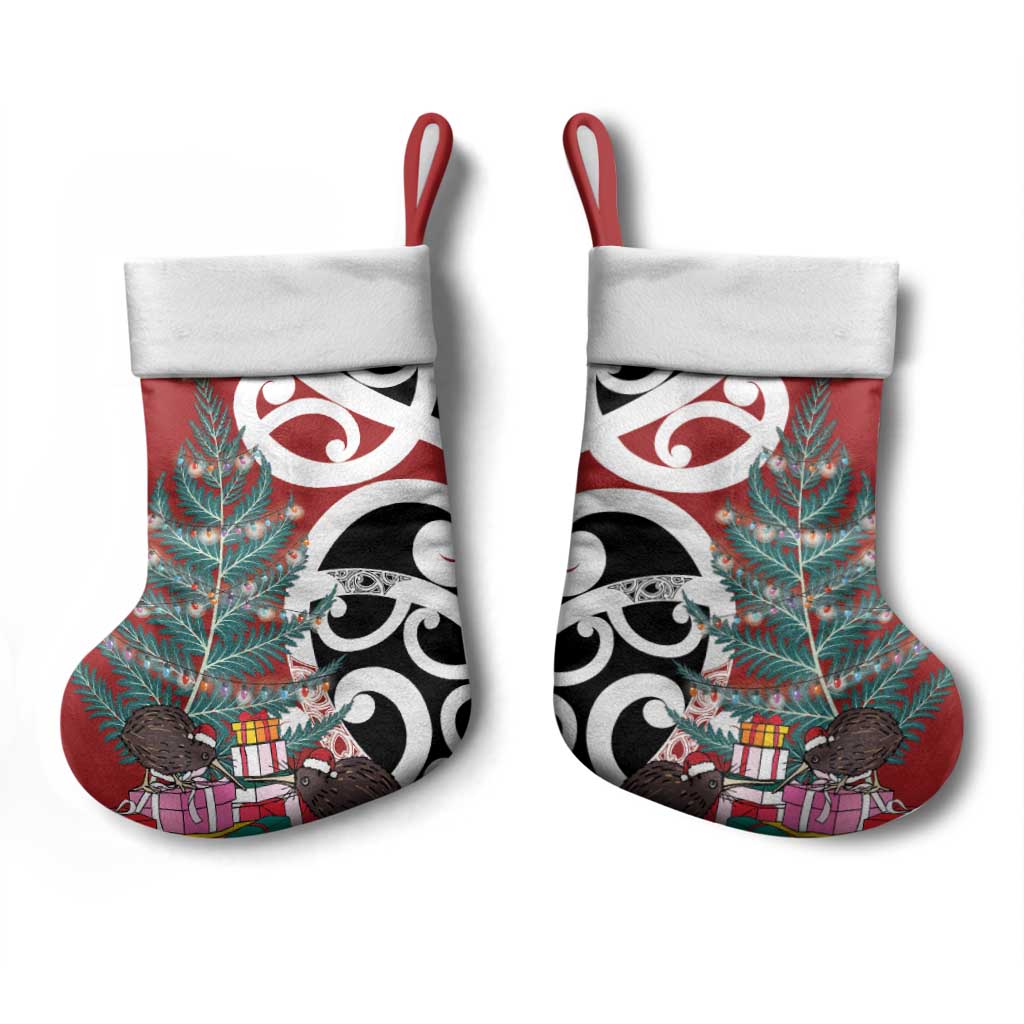 New Zealand Silver Fern Christmas Tree Christmas Stocking Meri Kirihimete - Polynesian Pride