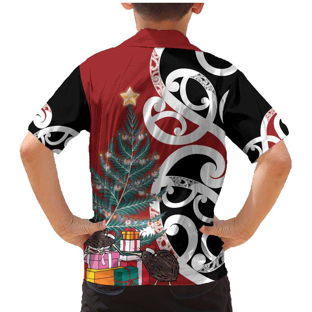 New Zealand Silver Fern Christmas Tree Family Matching Mermaid Dress and Hawaiian Shirt Meri Kirihimete - Polynesian Pride