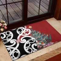 New Zealand Silver Fern Christmas Tree Rubber Doormat Meri Kirihimete - Polynesian Pride