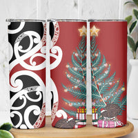 New Zealand Silver Fern Christmas Tree Skinny Tumbler Meri Kirihimete - Polynesian Pride