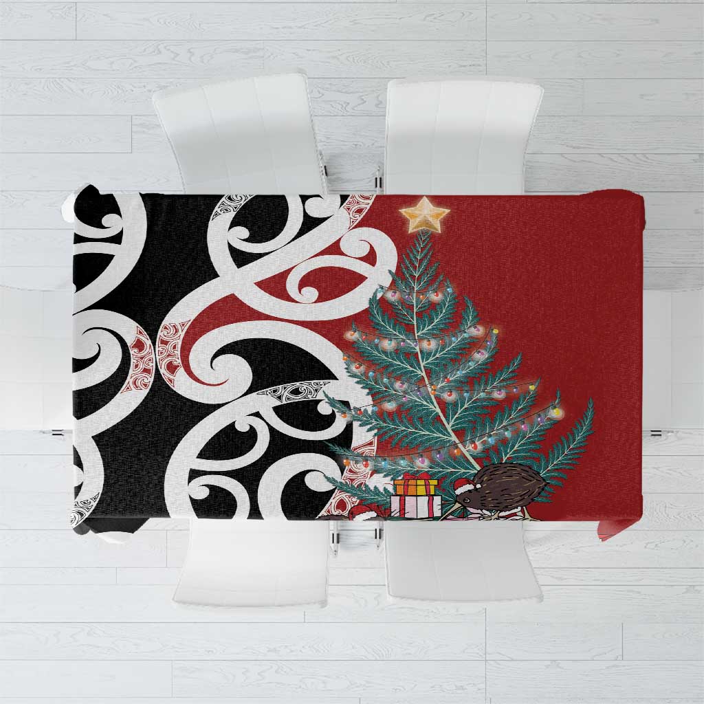 New Zealand Silver Fern Christmas Tree Tablecloth Meri Kirihimete - Polynesian Pride