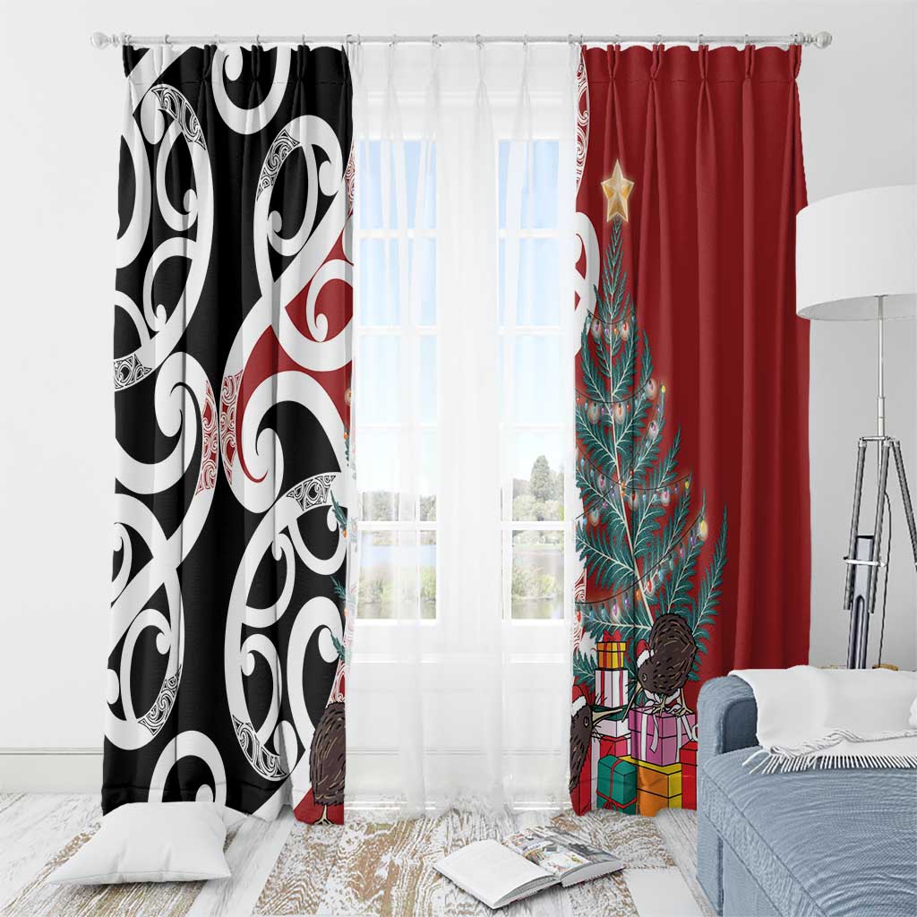 New Zealand Silver Fern Christmas Tree Window Curtain Meri Kirihimete - Polynesian Pride