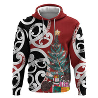 New Zealand Silver Fern Christmas Tree Zip Hoodie Meri Kirihimete - Polynesian Pride