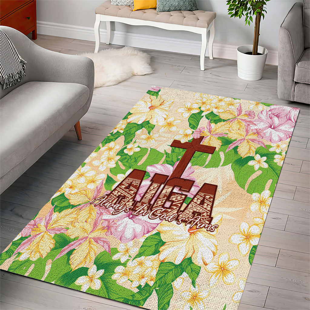 Samoa AIGA Floral Theme Area Rug Always In God's Arms