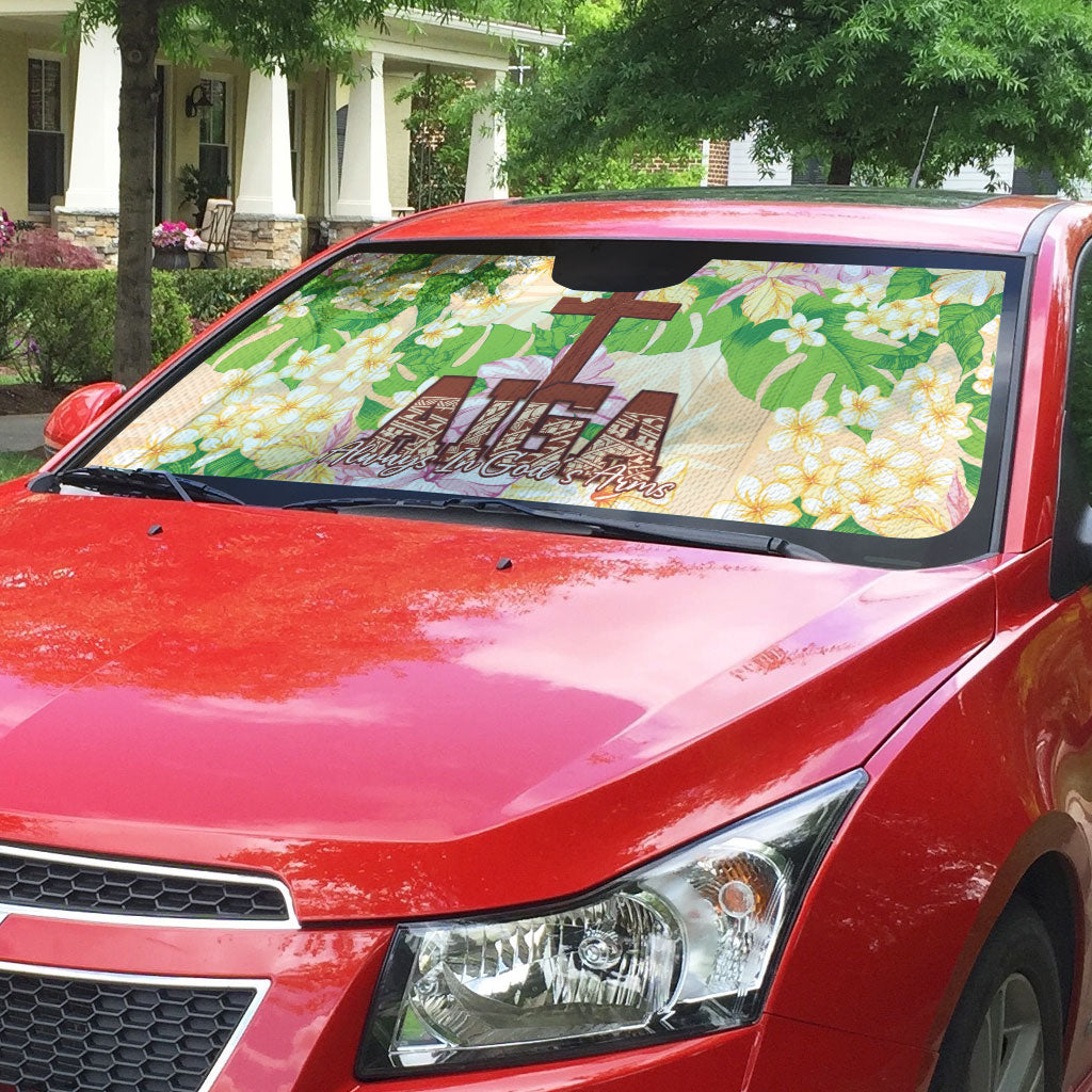 Samoa AIGA Floral Theme Auto Sun Shade Always In God's Arms