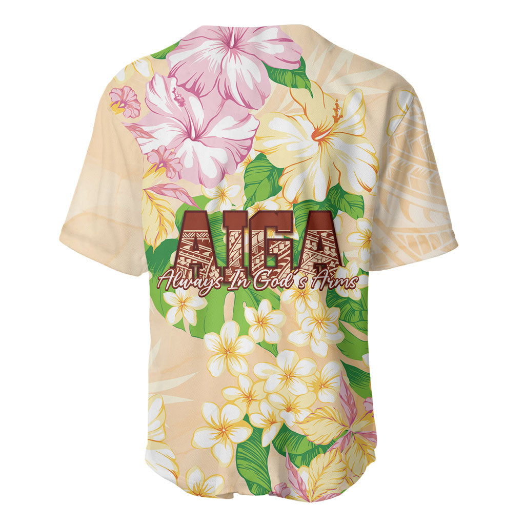 Samoa AIGA Floral Theme Baseball Jersey Always In God's Arms LT7 - Polynesian Pride