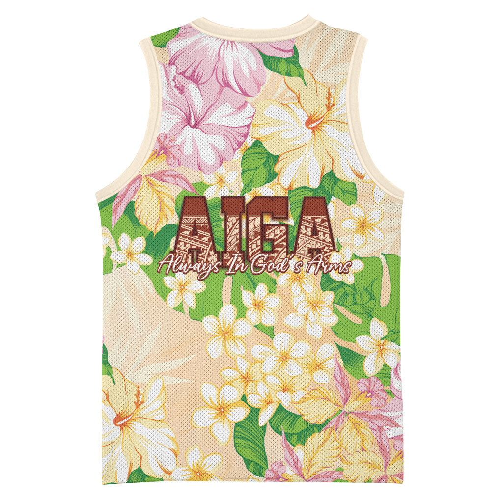 Samoa AIGA Floral Theme Basketball Jersey Always In God's Arms LT7 - Polynesian Pride