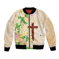 Samoa AIGA Floral Theme Bomber Jacket Always In God's Arms