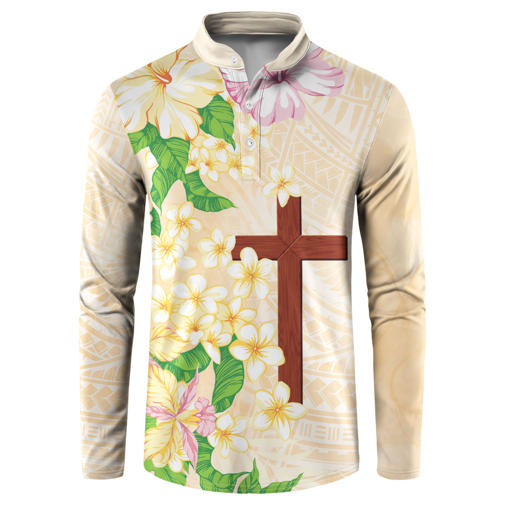 Samoa AIGA Floral Theme Button Sweatshirt Always In God's Arms LT7 Multicolor - Polynesian Pride