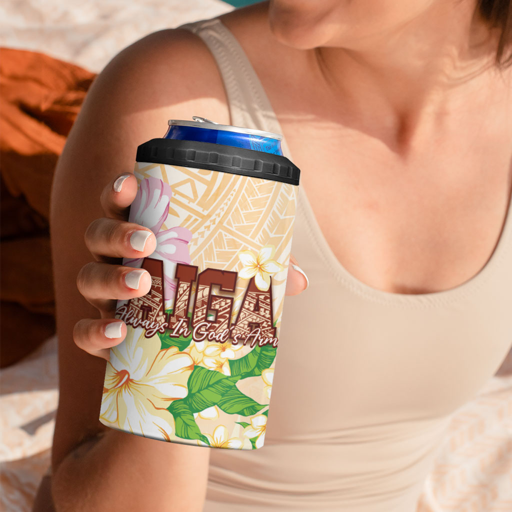 Samoa AIGA Floral Theme 4 in 1 Can Cooler Tumbler Always In God's Arms