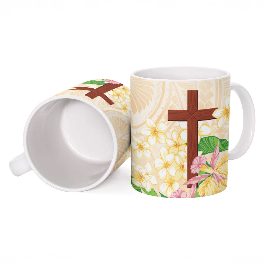 Samoa AIGA Floral Theme Ceramic Mug Always In God's Arms