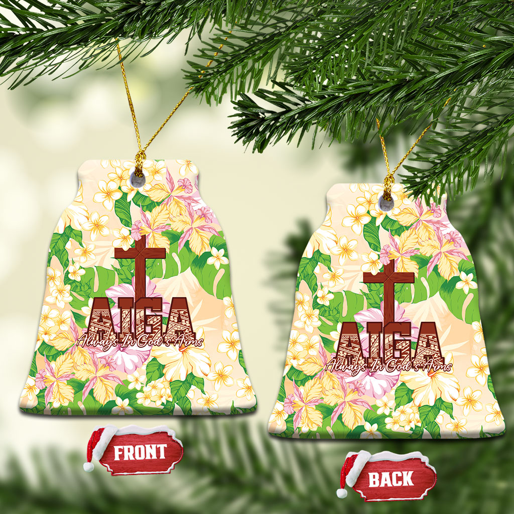 Samoa AIGA Floral Theme Ceramic Ornament Always In God's Arms
