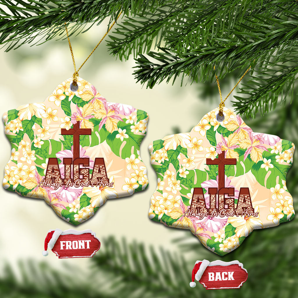 Samoa AIGA Floral Theme Ceramic Ornament Always In God's Arms