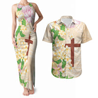 Samoa AIGA Floral Theme Couples Matching Tank Maxi Dress and Hawaiian Shirt Always In God's Arms