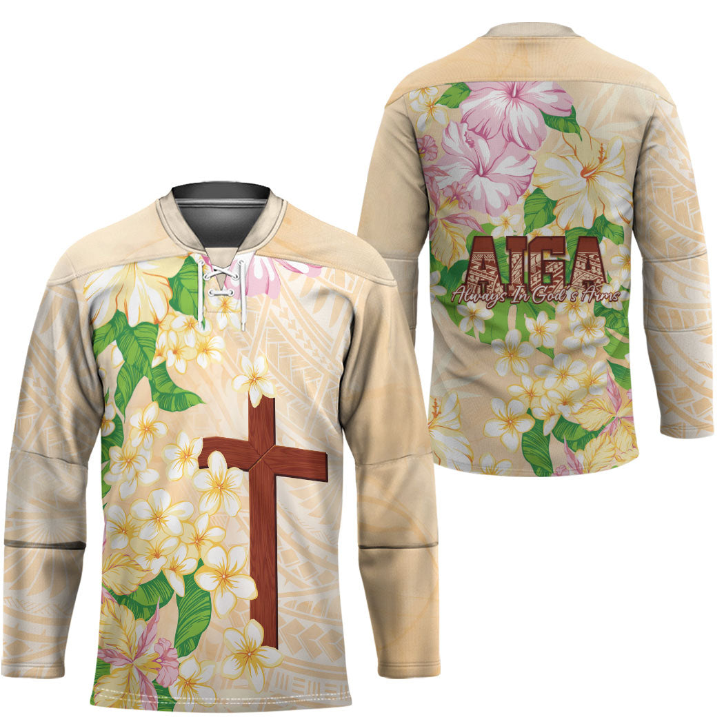Samoa AIGA Floral Theme Hockey Jersey Always In God's Arms LT7 - Polynesian Pride