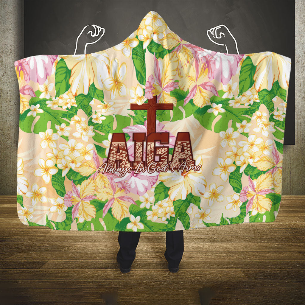 Samoa AIGA Floral Theme Hooded Blanket Always In God's Arms LT7 - Polynesian Pride