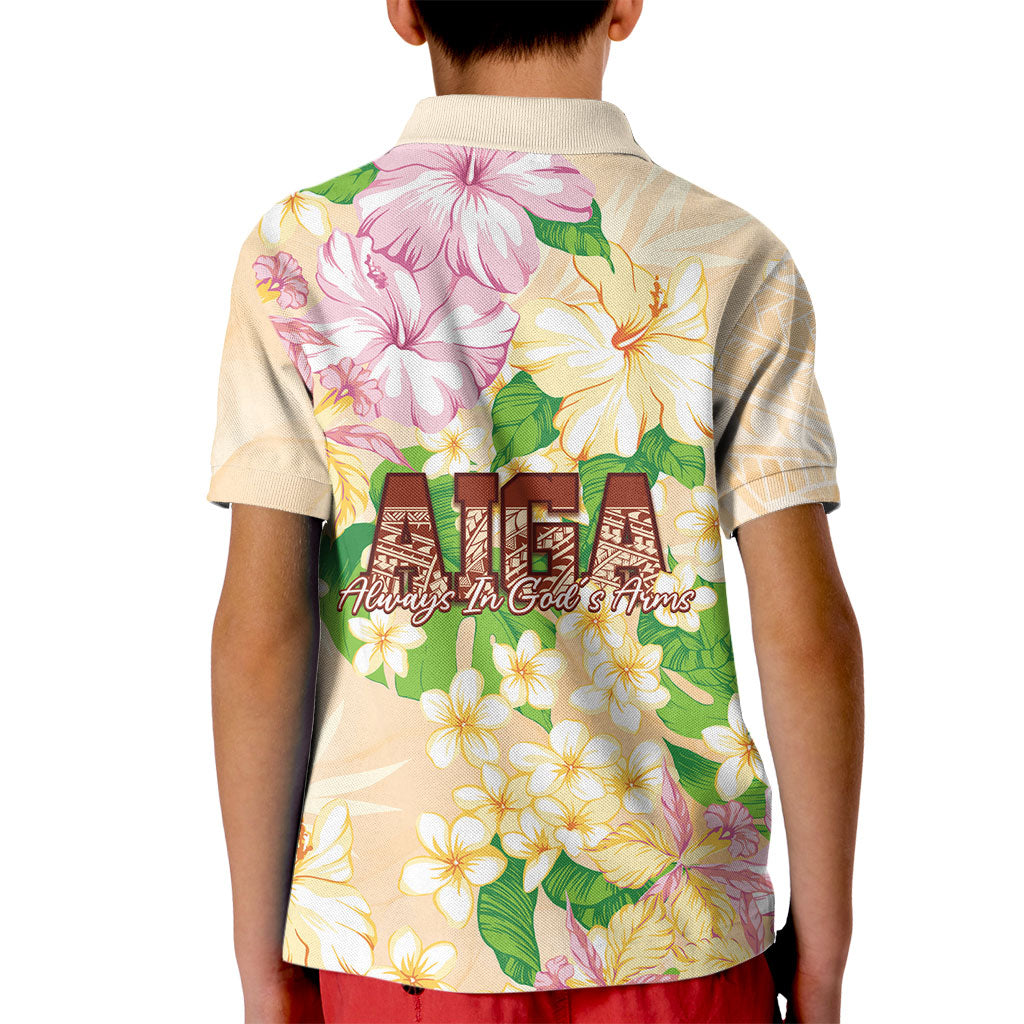 Samoa AIGA Floral Theme Kid Polo Shirt Always In God's Arms LT7 - Polynesian Pride