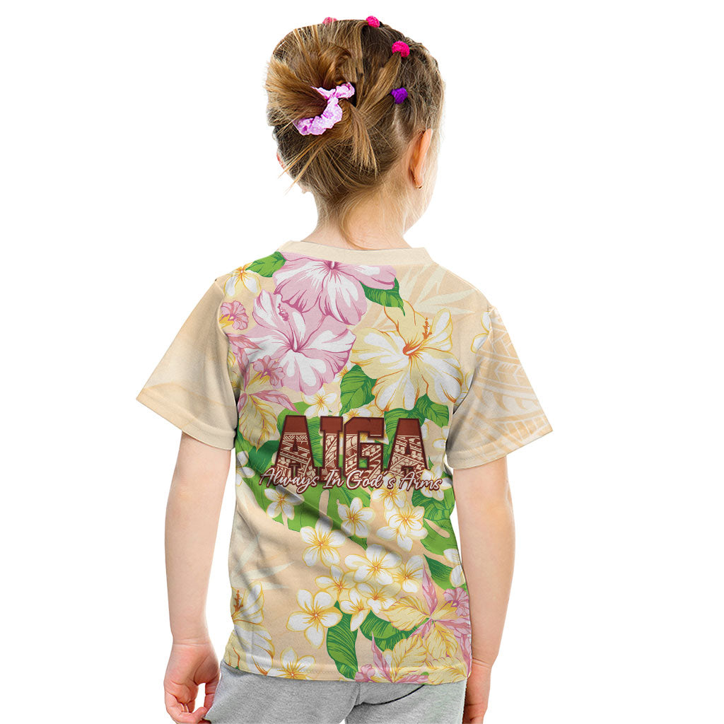 Samoa AIGA Floral Theme Kid T Shirt Always In God's Arms