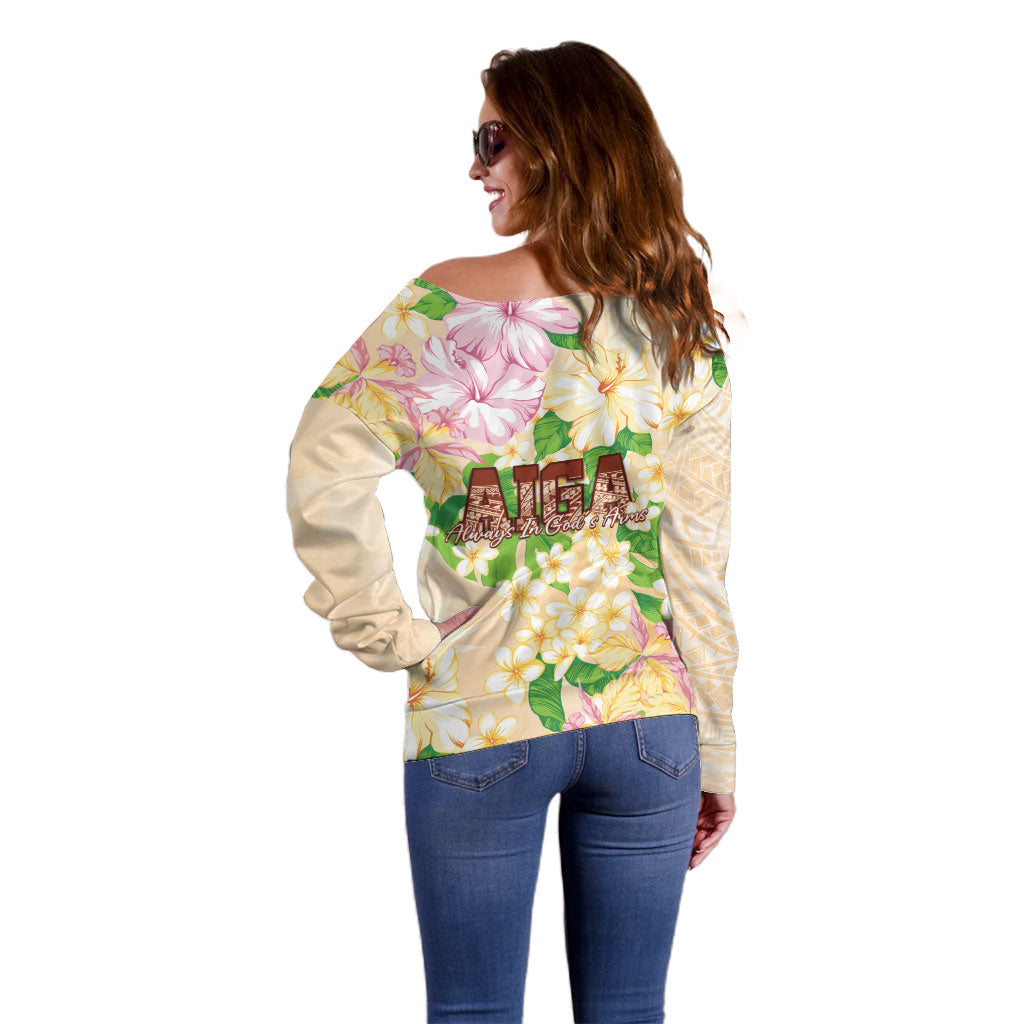 Samoa AIGA Floral Theme Off Shoulder Sweater Always In God's Arms