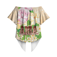 Samoa AIGA Floral Theme Off Shoulder Wrap Waist Top Always In God's Arms LT7 - Polynesian Pride