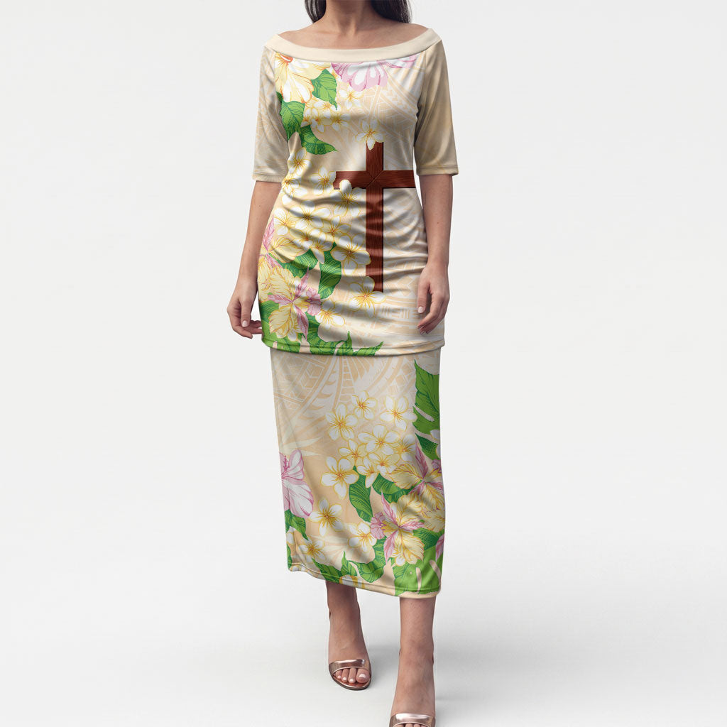 Samoa AIGA Floral Theme Puletasi Always In God's Arms LT7 Long Dress Multicolor - Polynesian Pride
