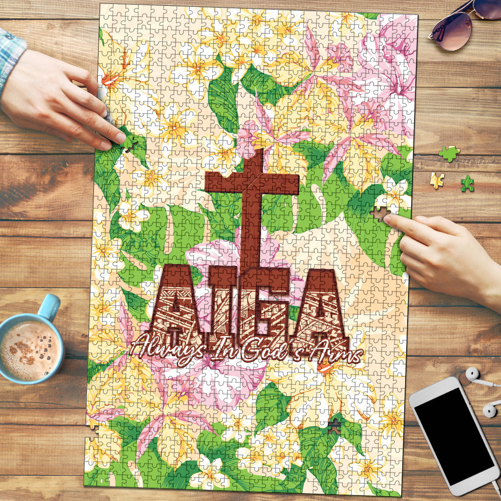 Samoa AIGA Floral Theme Puzzle Always In God's Arms