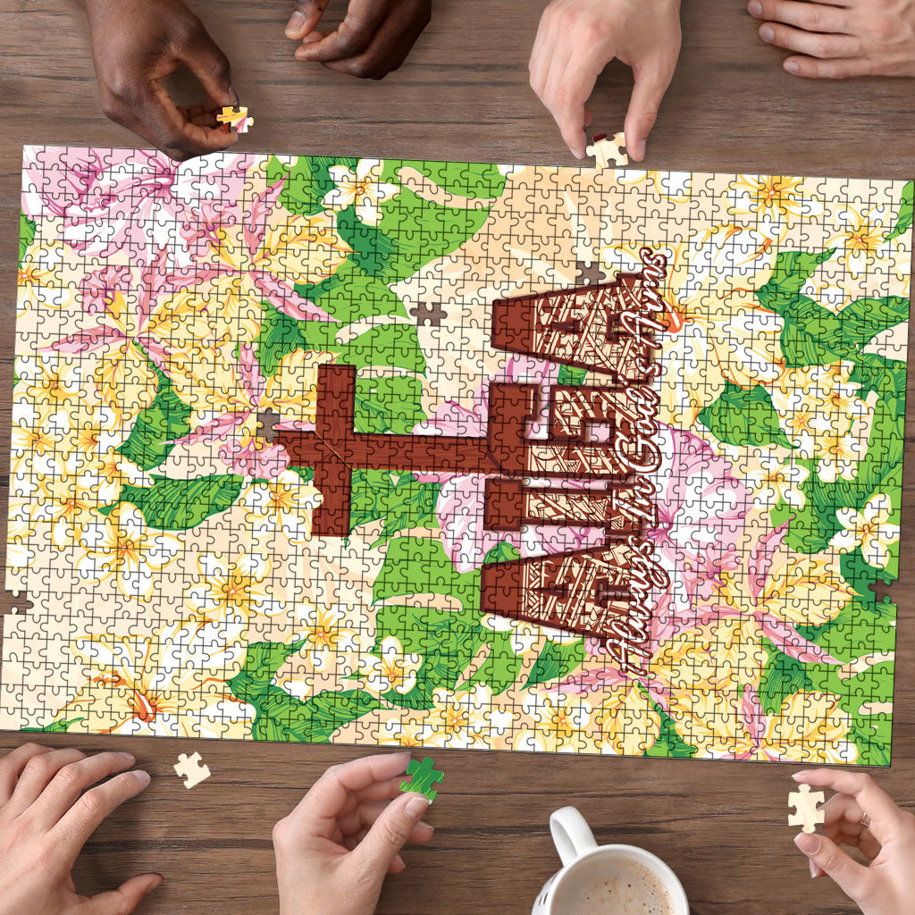 Samoa AIGA Floral Theme Puzzle Always In God's Arms