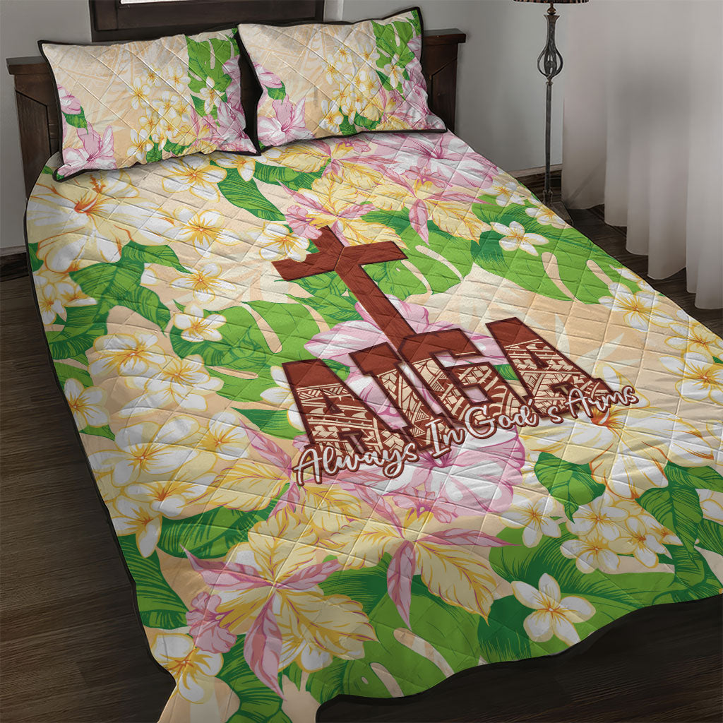 Samoa AIGA Floral Theme Quilt Bed Set Always In God's Arms