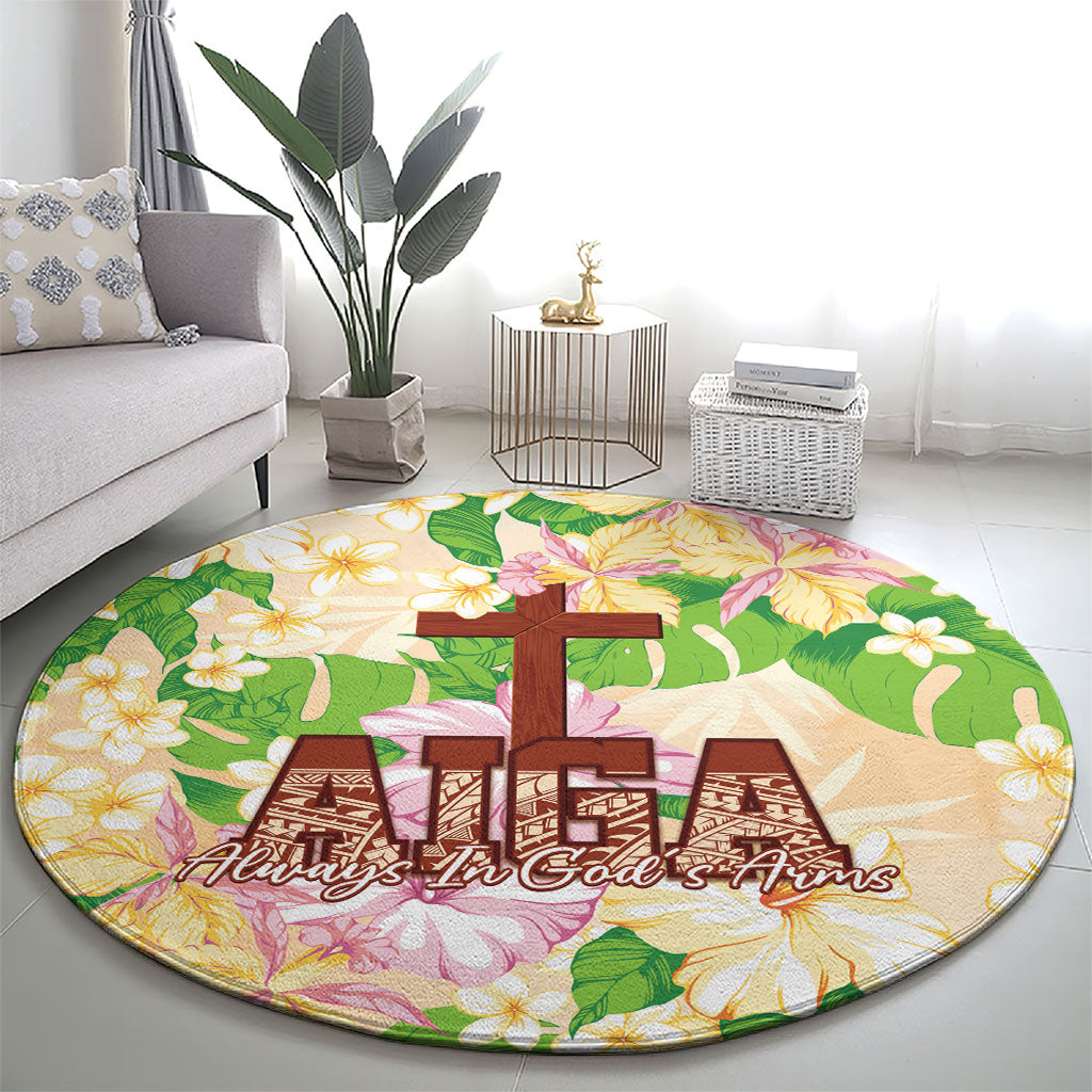 Samoa AIGA Floral Theme Round Carpet Always In God's Arms