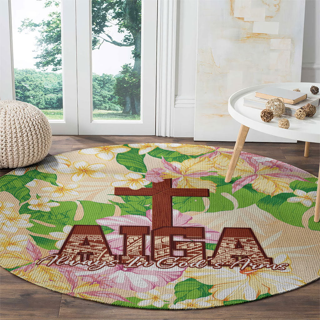 Samoa AIGA Floral Theme Round Carpet Always In God's Arms