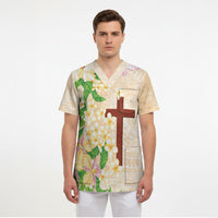 Samoa AIGA Floral Theme Scrub Top Always In God's Arms