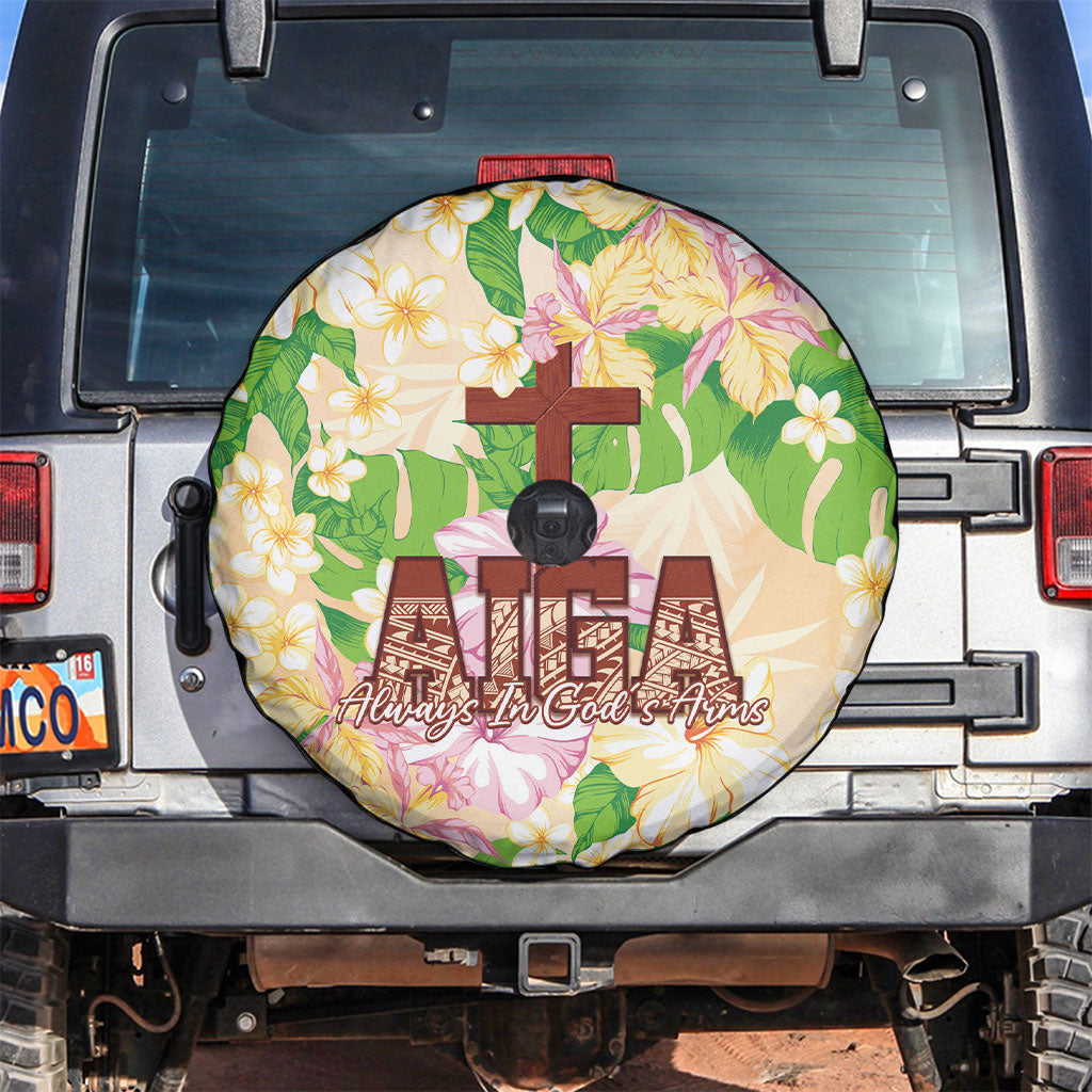 Samoa AIGA Floral Theme Spare Tire Cover Always In God's Arms