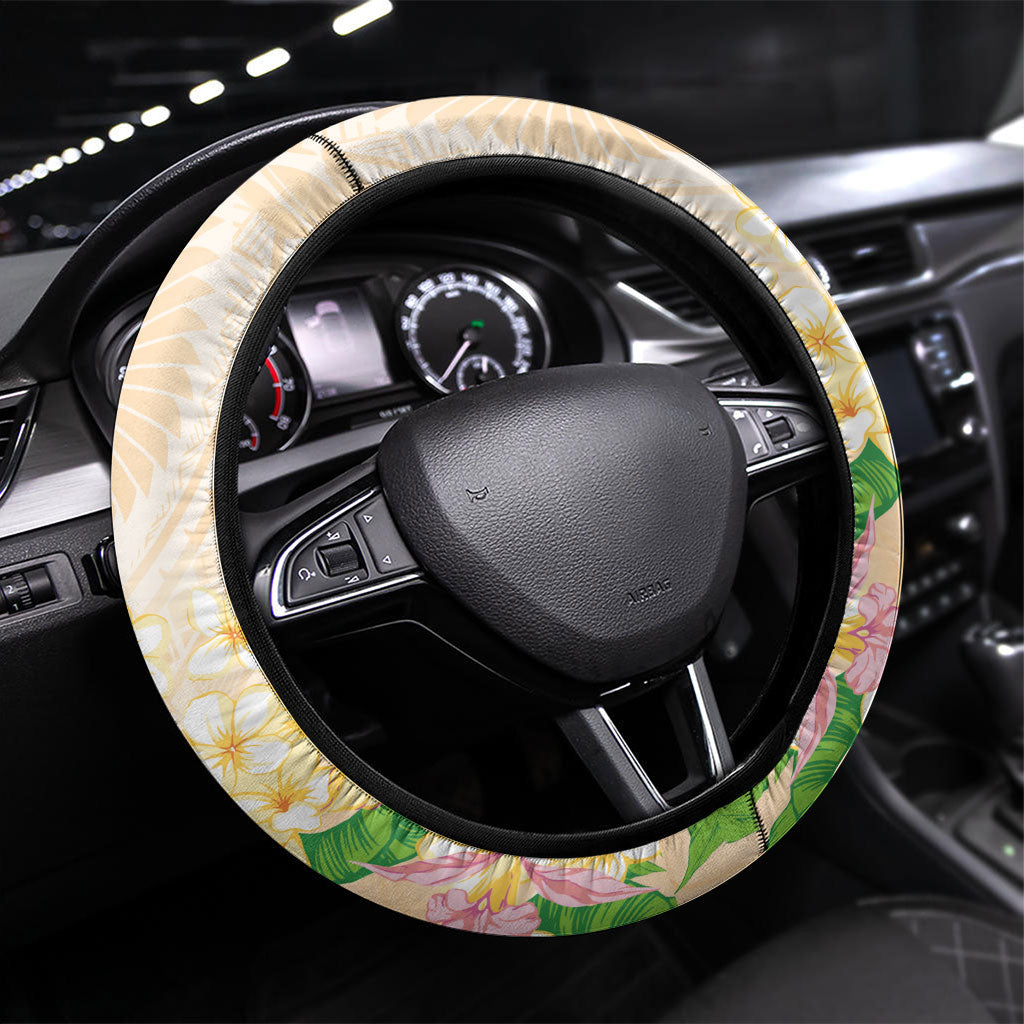 Samoa AIGA Floral Theme Steering Wheel Cover Always In God's Arms