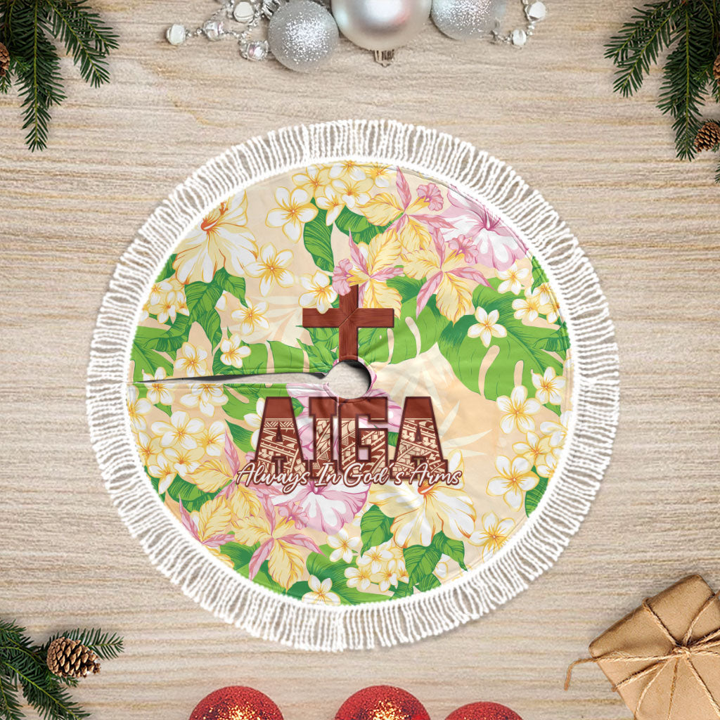 Samoa AIGA Floral Theme Tree Skirt Always In God's Arms