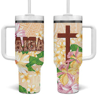 Samoa AIGA Floral Theme Tumbler With Handle Always In God's Arms
