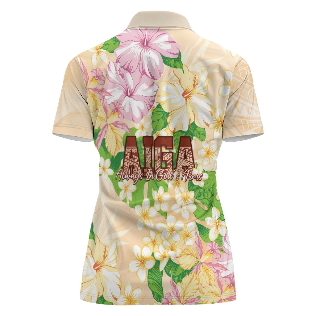 Samoa AIGA Floral Theme Women Polo Shirt Always In God's Arms