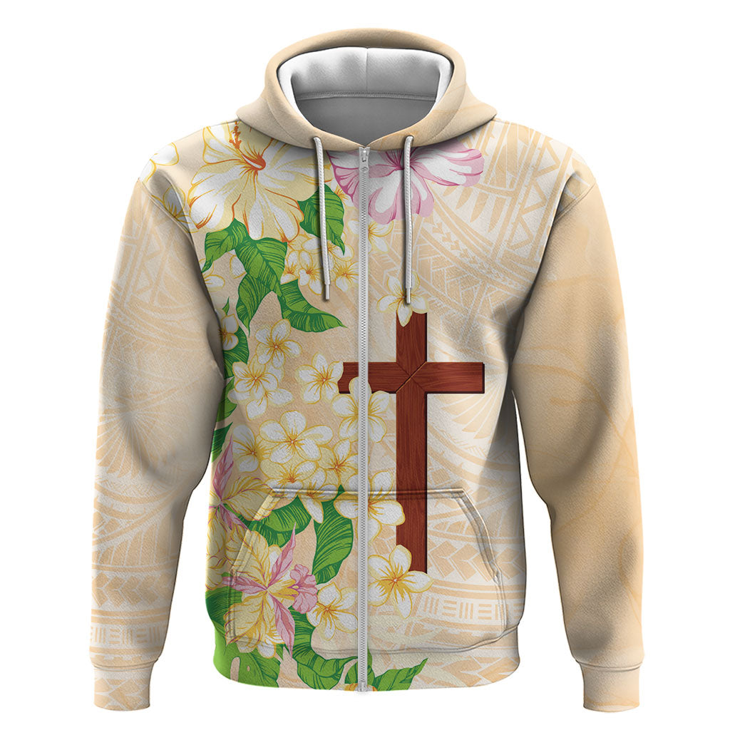 Samoa AIGA Floral Theme Zip Hoodie Always In God's Arms
